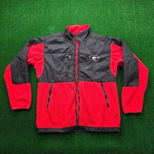 Georgia Bulldogs Jacket Mens Medium Black Red NCAA Football‎ Flaw No Zipper